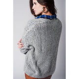 Boyfriend Oversized Light Gray Mohair Cardigan - Pret A Mode - 2