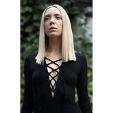 Plunging neckline knit dress - Pret A Mode - 3