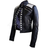 Women Party Black Leather Jacket - Pret A Mode - 4