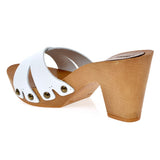 Leather platform sandal in pine with crossed straps - Pret A Mode - 4