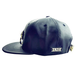 Navy Blue Faux Leather Snapback Hat - Pret A Mode - 2