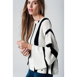 Cream striped sweater with belled sleeves - Pret A Mode - 1