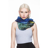 Mixed Silk Infinity Scarf in Royal blue - Pret A Mode - 1