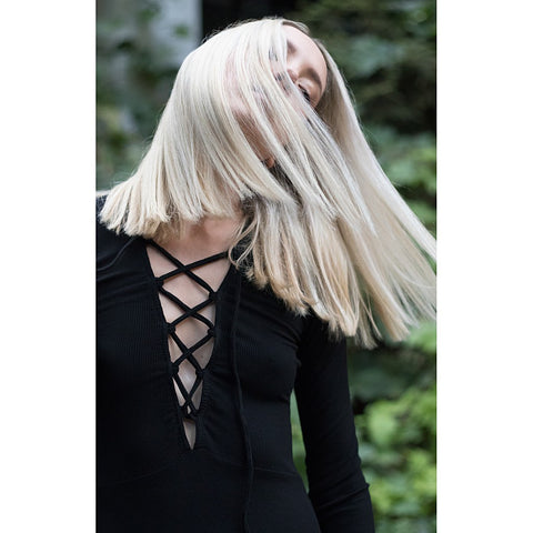 Plunging neckline knit dress - Pret A Mode - 1