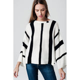 Cream striped sweater with belled sleeves - Pret A Mode - 2