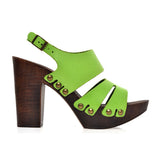 Leather platform sandal in oak with back strap - Pret A Mode - 2