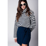 Cream striped roll neck sweater - Pret A Mode - 3