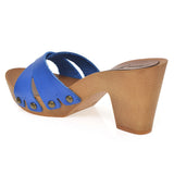 Leather platform sandal in pine with crossed straps - Pret A Mode - 4