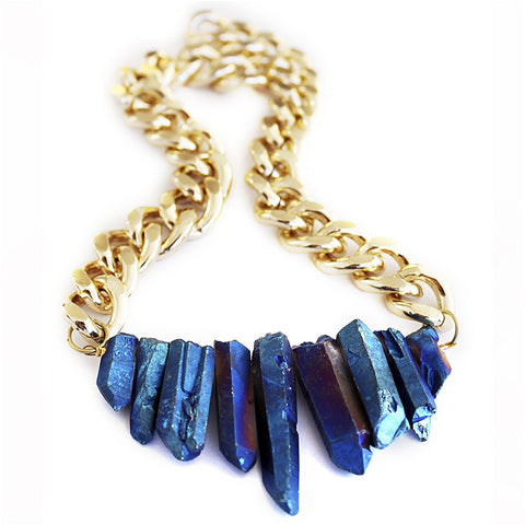 Rocked Up Necklace (Sapphire Blue) - Pret A Mode - 1