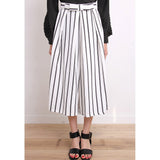 Stripe Chiffon Crop Pants - Pret A Mode - 1