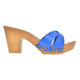 Leather platform sandal in pine with crossed straps - Pret A Mode - 2