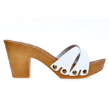 Leather platform sandal in pine with crossed straps - Pret A Mode - 2