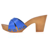 Leather platform sandal in pine with crossed straps - Pret A Mode - 3