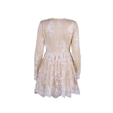 Beige Plunge Lace Dress - Pret A Mode - 2