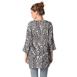 Black tunic top in abstract print - Pret A Mode - 2