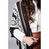 Geo-Tribal Pattern Fringed Poncho - Pret A Mode - 4