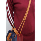 Faux Leather Colorblock Bucket Bag With Tassel Charm - Pret A Mode - 4