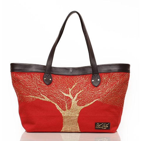 Fire Engine Red Golden Roots Tote - Pret A Mode - 1