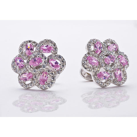 PINK FLOWER SILVER CUFFLINKS - Pret A Mode