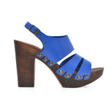 Leather platform sandal in oak with back strap - Pret A Mode - 2