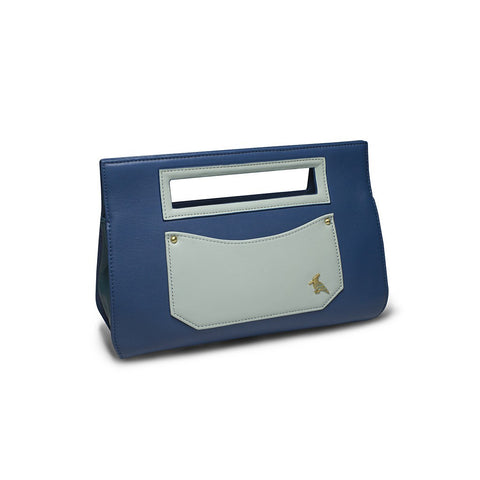 Blue Leather Clutch Handbag - Whippoorwill - Pret A Mode - 1