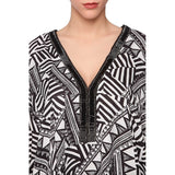 Black tunic top in abstract print - Pret A Mode - 4