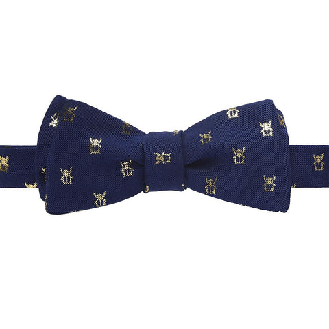 Navy Bow Tie With Gold Scarab Print - Pret A Mode