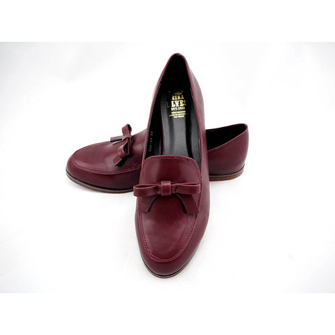 Amber red wine loafers with feminine bow - Pret A Mode - 1