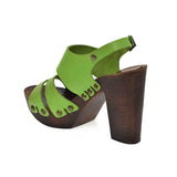 Leather platform sandal in oak with back strap - Pret A Mode - 4