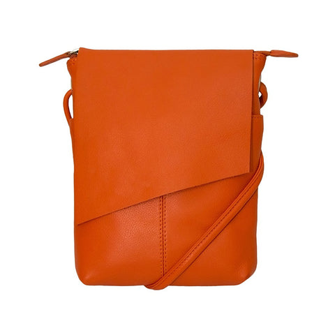 Leather Rawhide Flap Crossbody Bag - Orange - Pret A Mode