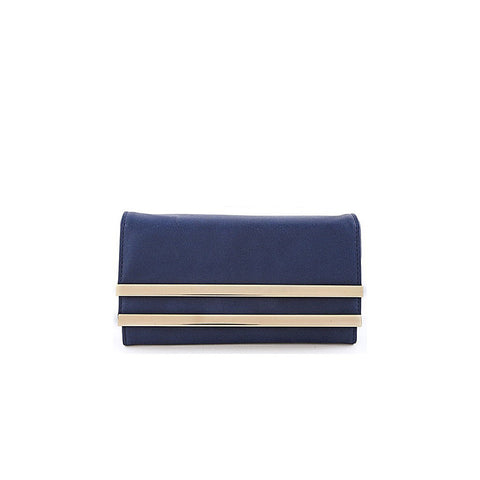 Navy Gold Bar Wallet - Pret A Mode