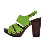 Leather platform sandal in oak with back strap - Pret A Mode - 3