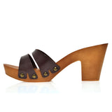 Leather platform sandal in pine with two straps - Pret A Mode - 3