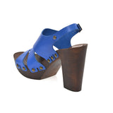 Leather platform sandal in oak with back strap - Pret A Mode - 4