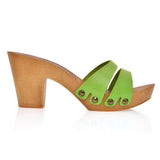 Leather platform sandal in pine with two straps - Pret A Mode - 2