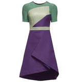 'Folded Dream' Color Block, Tight Waist Dress - Pret A Mode - 1