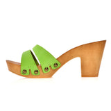 Leather platform sandal in pine with two straps - Pret A Mode - 3