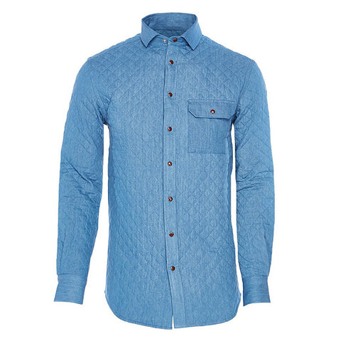 BUBBI Arctic blue quilted denim shirt - Pret A Mode - 1