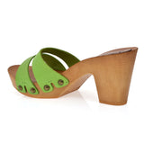 Leather platform sandal in pine with two straps - Pret A Mode - 4