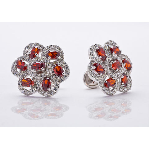 RED FLOWER SILVER CUFFLINKS - Pret A Mode