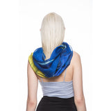 Mixed Silk Infinity Scarf in Royal blue - Pret A Mode - 2