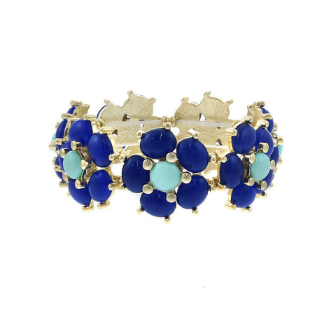 Blue Stone Flower Stretch Bracelet - Pret A Mode