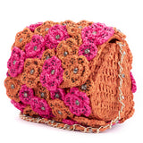 Ruche & Hues Floral Crystals Raffia Baguette Pink/Orange - Pret A Mode - 1