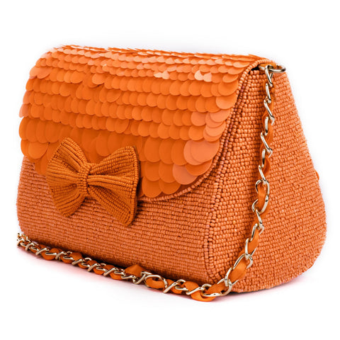 Ruche & Hues Candy Glow Beaded Baguette Orange - Pret A Mode - 1
