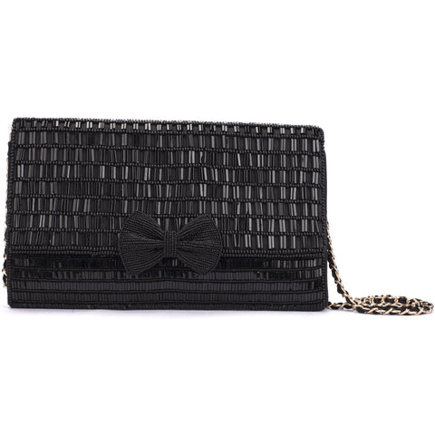 Ruche & Hues Pretty Forever Beaded Clutch Black - Pret A Mode - 1