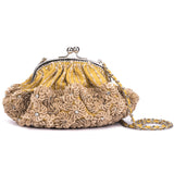 Ruche & Hues Floral Crystals Leather Minaudière Yellow - Pret A Mode - 3