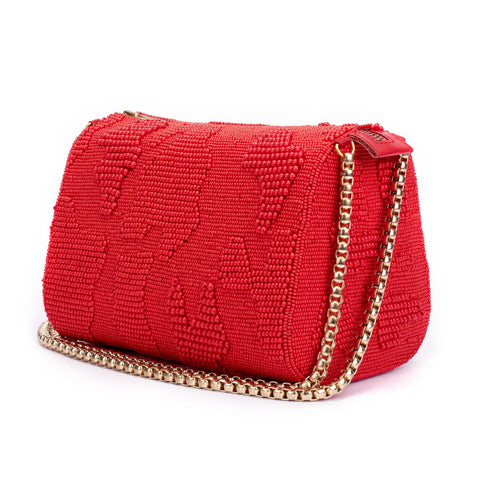 Ruche & Hues Abstract Beaded Slingbag Red - Pret A Mode - 1