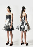 Ink Print Fit and Flare Mini Dress