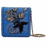 Ruche & Hues Royal Floral Silk Messenger Blue/Gold - Pret A Mode - 4