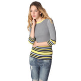 Knitted pullover in rib with stripes - Pret A Mode - 1